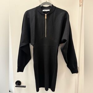 Zara Zippered Knit Bomber Mini Dress - Small
